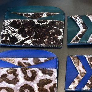 Green Leather Lace credit Card Holder NWT